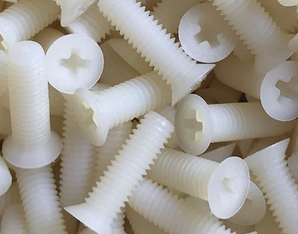 ISO9001 Nylon Machined Parts , Unfilled White Nylon Screws
